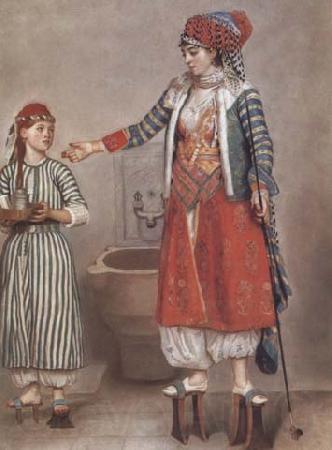 Jean-Etienne Liotard Dame franque vetue a la turque et sa servante (mk32)